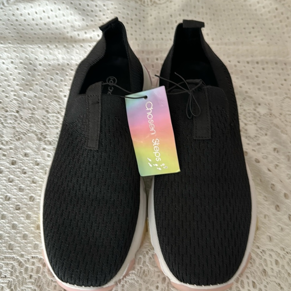 Chosen Steps Black Slip on sneakers NWT Size 9